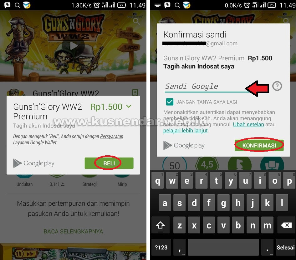 konfirmasi pembelian game di google play