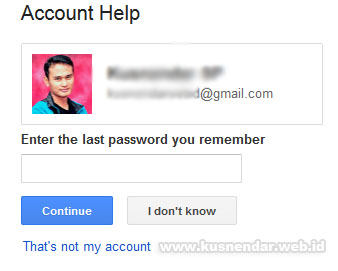 memasukkan password lama gmail