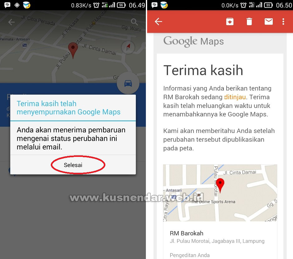 Berhasil Menambahkan tempat di google maps