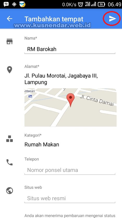 menambah tempat di Maps Android