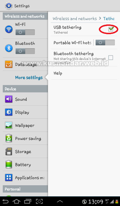 cara mengaktifkan tathering HP Samsung