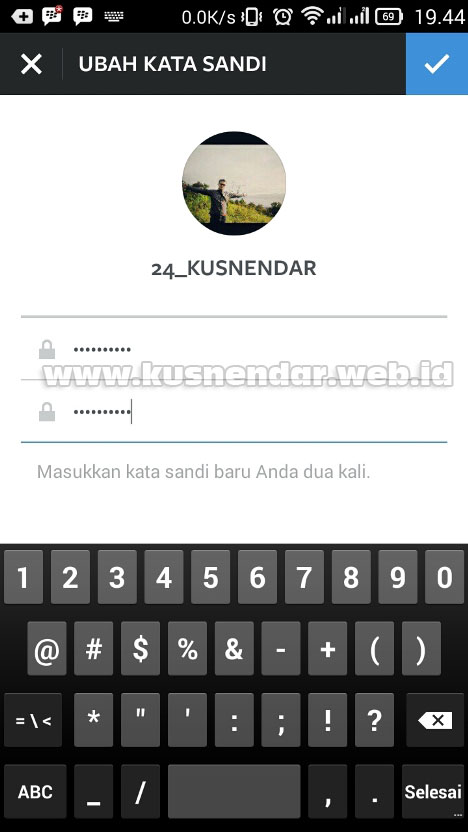 Ganti password instagram baru