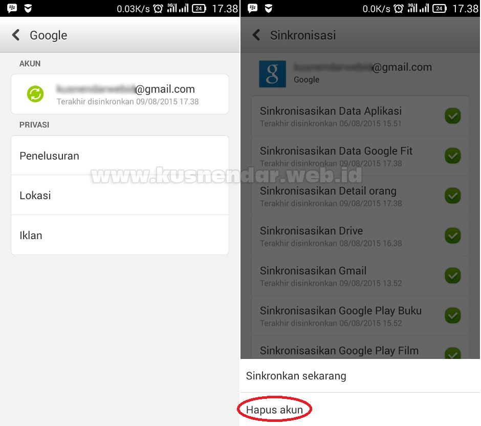 Hapus Akun Google di Android