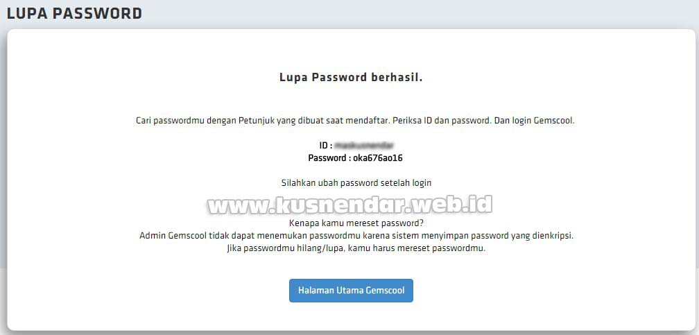 Password Baru Gemscool