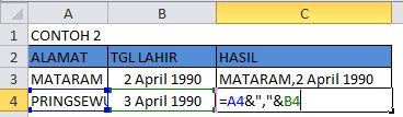 Menggabungkan kata tanpa rumus