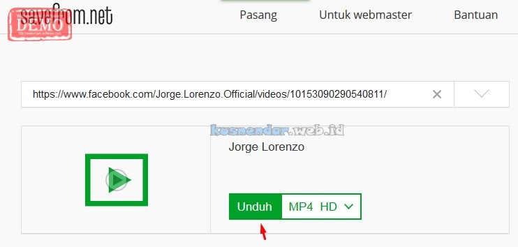 Download Video FB dari savefrom