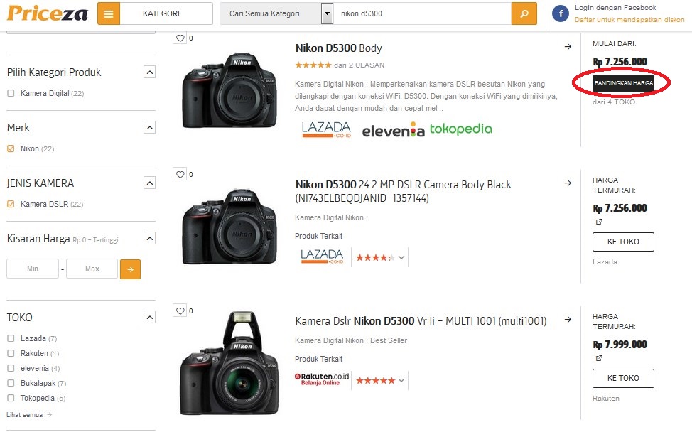 membandingkan harga dari beberapa toko online indonesia