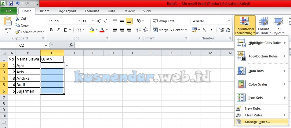 Manage Rules Conditional Formatting Excel