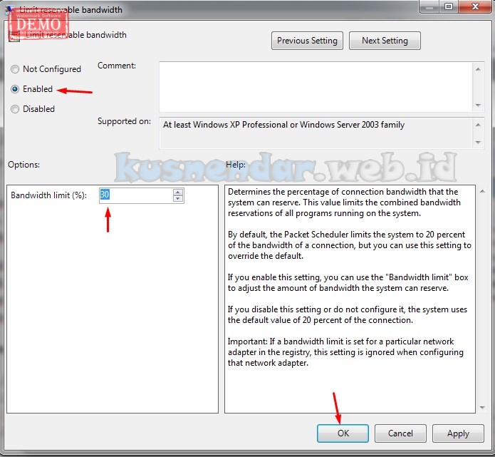 Setting Bandwidth Speedy Wifi