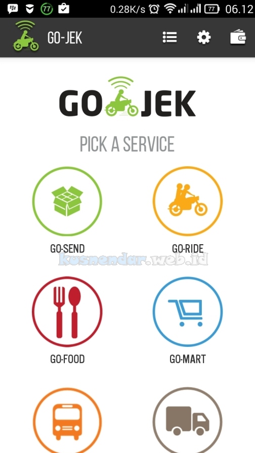 menu gor ride gojek