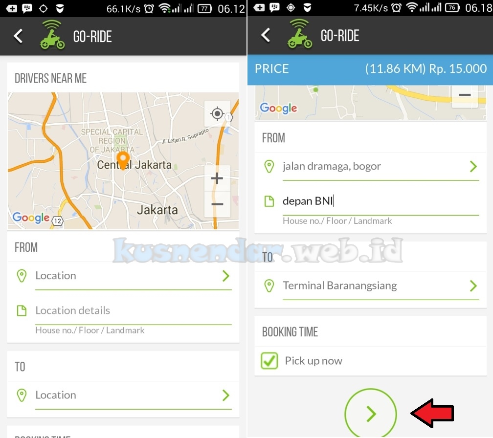 pesan lokasi gojek