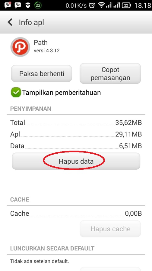 Clear Data Aplikasi PATH