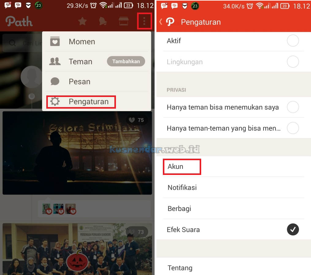 Menu Setting Aplikasi PATH