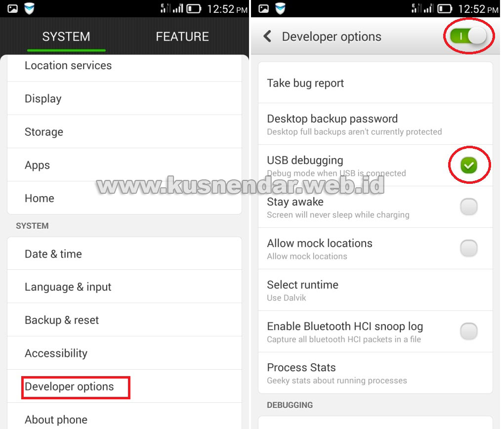 aktifkan USB debugging Lenovo