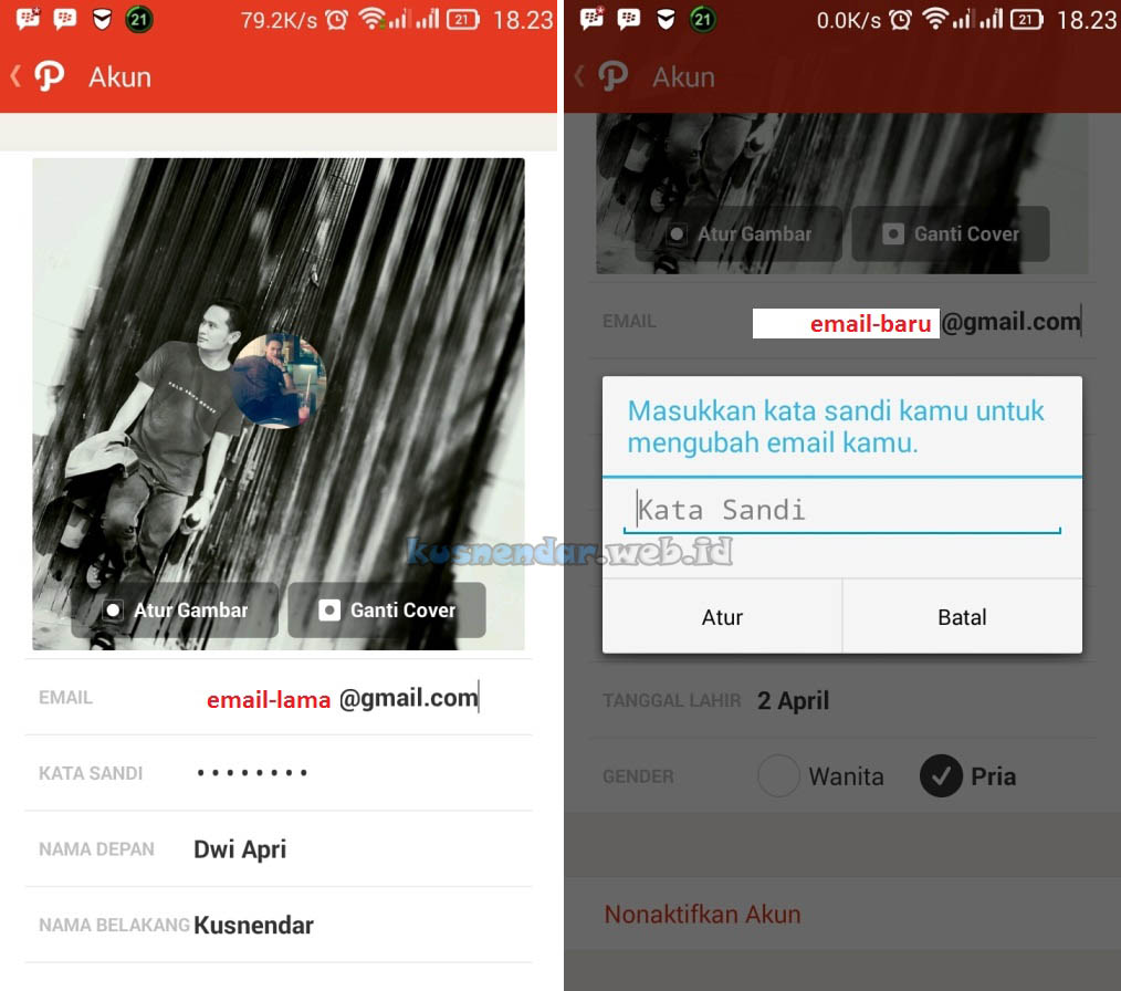 Cara ganti email di Path