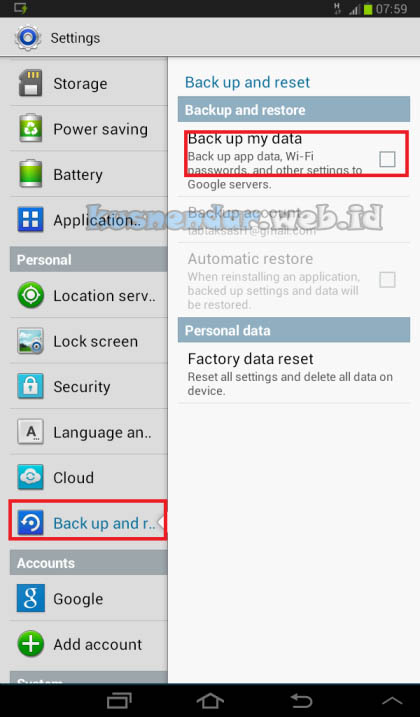 mematikan autobackup android