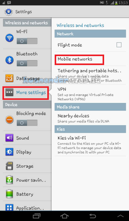 menu setting internet samsung