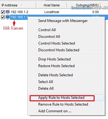 Apply Rule to Host Selected