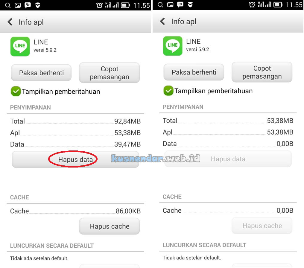 Clear DATA Aplikasi LINE