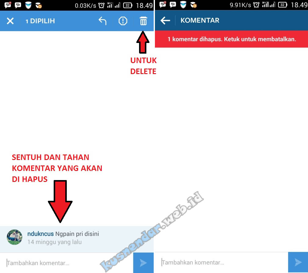 Cara Hapus Komen di Instagram