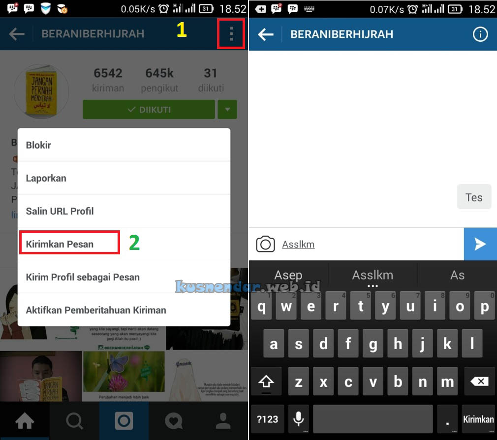 Cara Mengirim Pesan Instagram