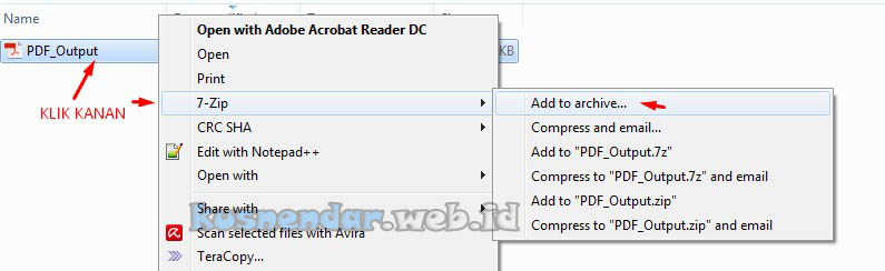 Kompres file PDF pakai 7 Zip