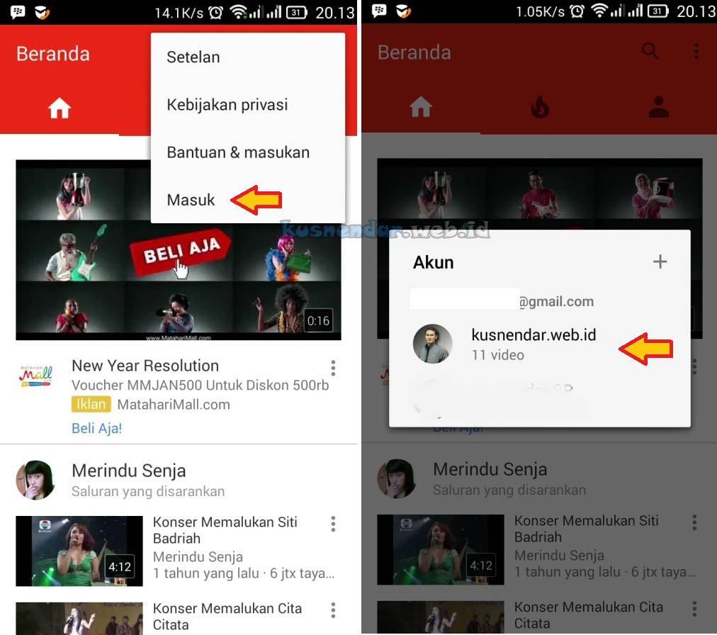 Login Akun Youtube Android