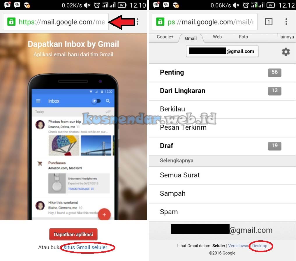 Login GMail Android di Chrome