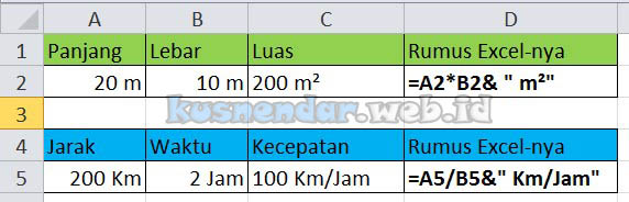 Satuan di belakang Angka Excel