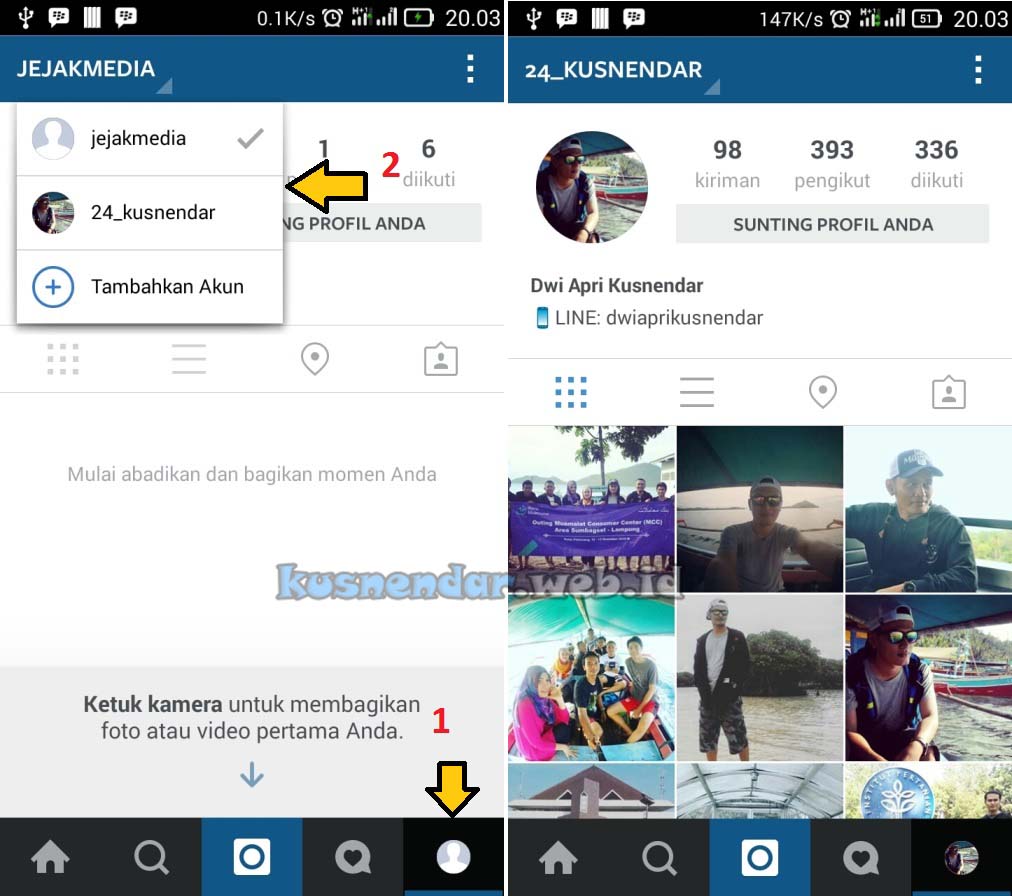 Ganti akun instagram