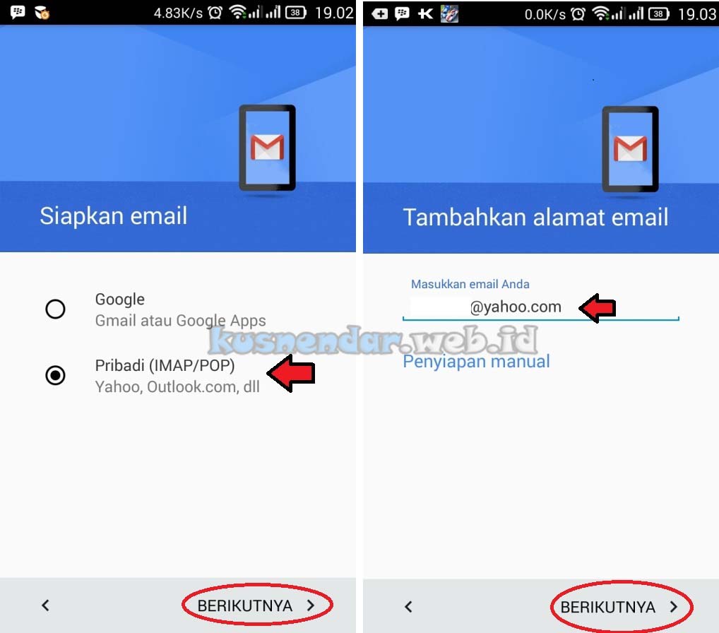 Menambahkan Yahoo di Gmail Android