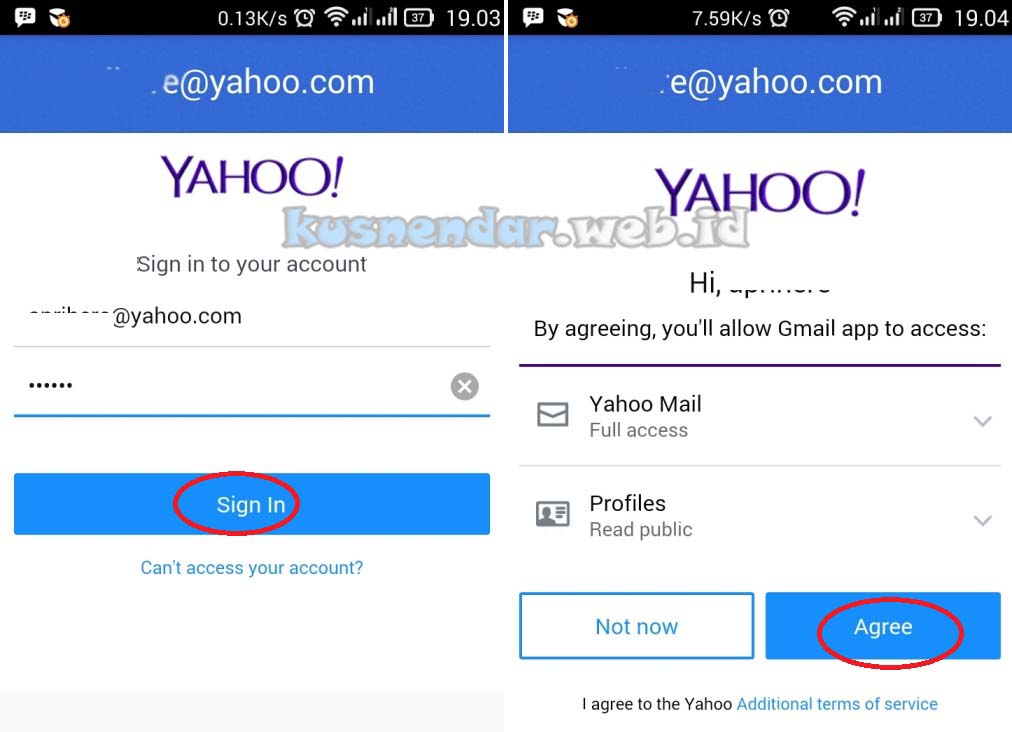 SIGN YAHOO di Android