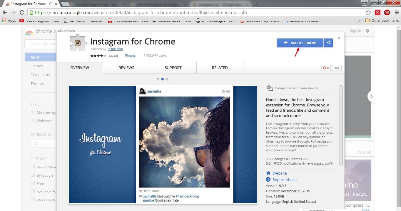 install addon Instagram di PC