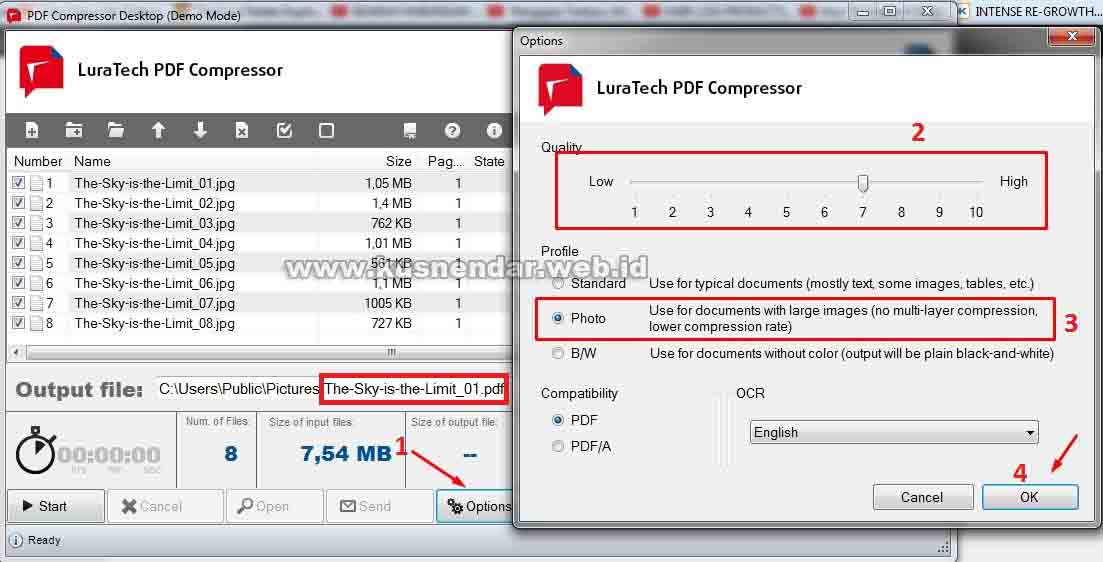 Compress JPeg to PDF