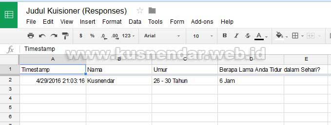 Data Jawaban Kuisoner online