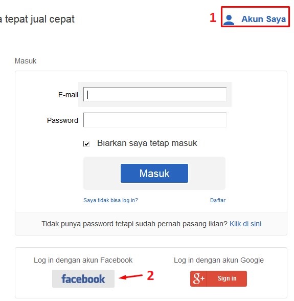 Daftar OLX lewat FB