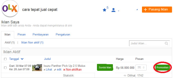 Promosi OLX di PC