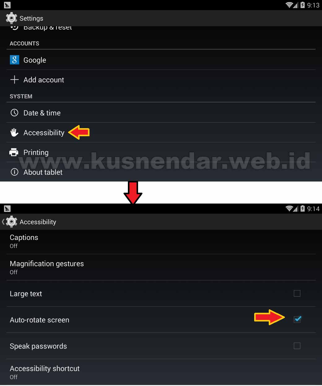 Setting Auto Rotate Screen Windroye