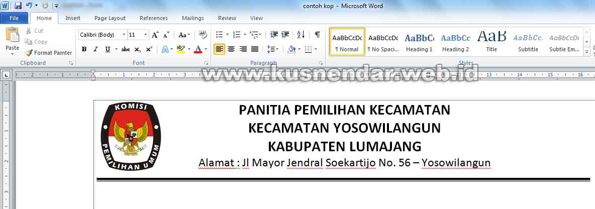 Cara Membuat Garis Kop Surat Yang Benar Di Word 2007 2010