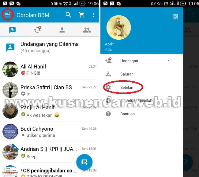 Menu Setting BBM Android