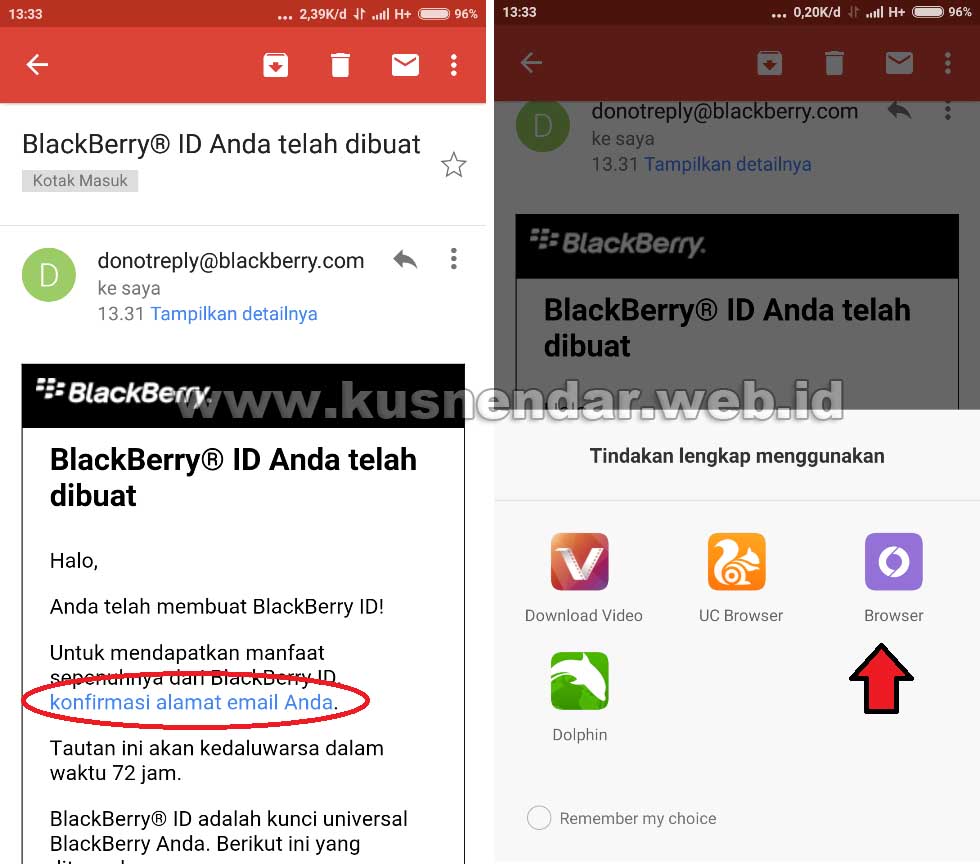 AKtifasi Email BBM Android