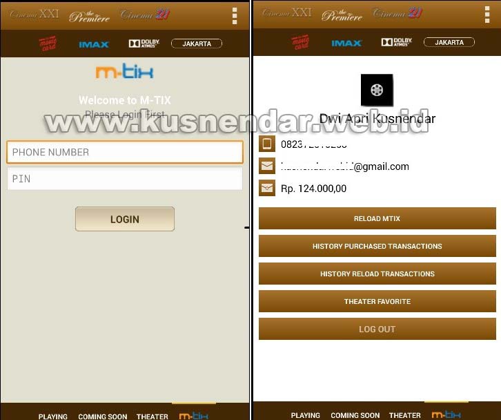 Login MTix di HP ANdroid