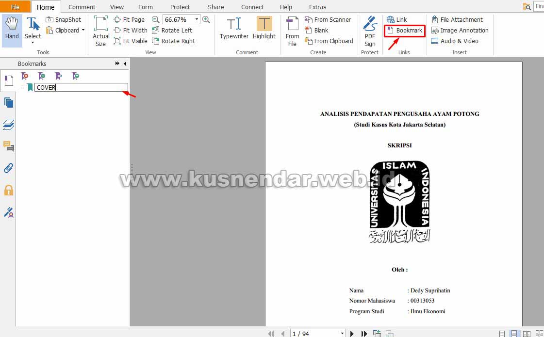 Membuat Bookmark di PDF