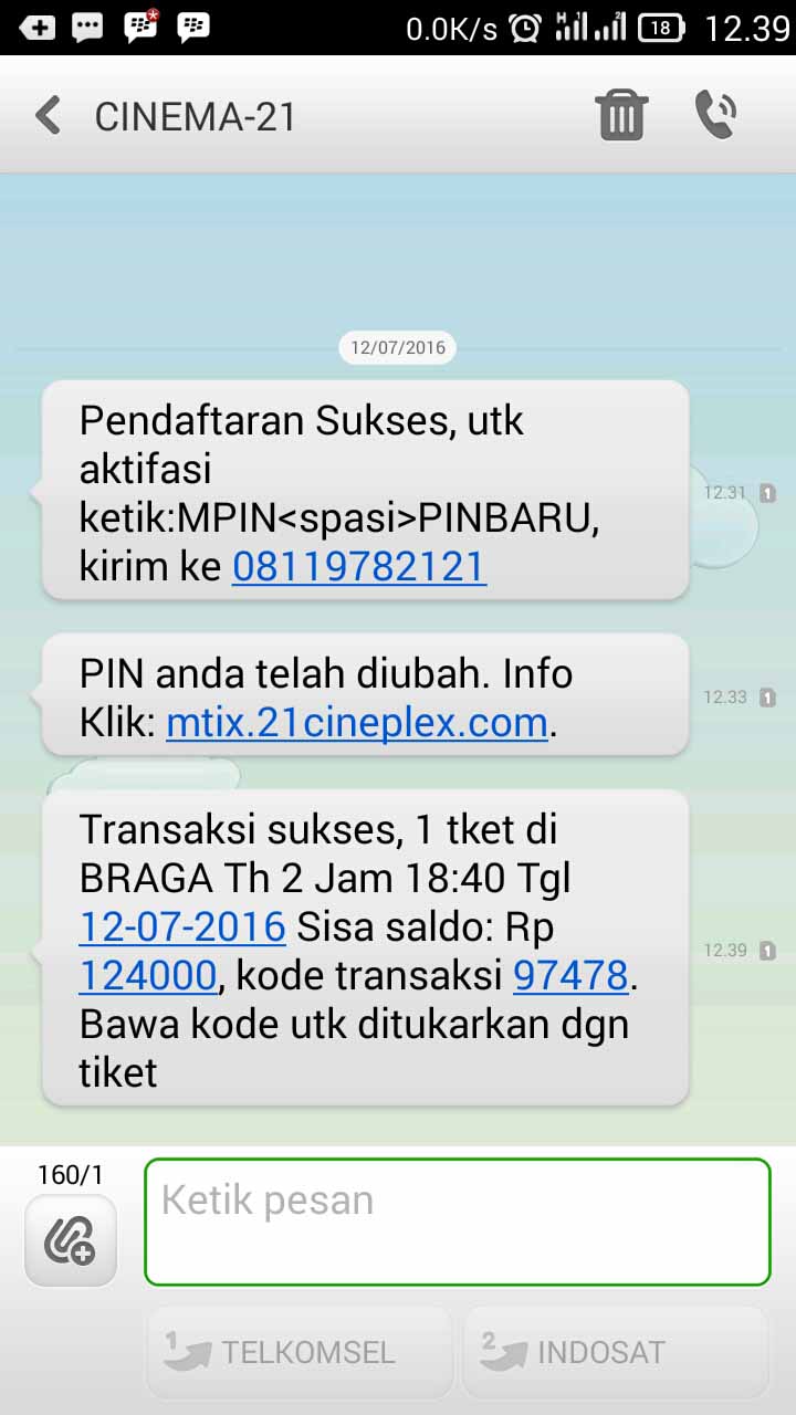 SMS Beli Tiket Bioskop Online