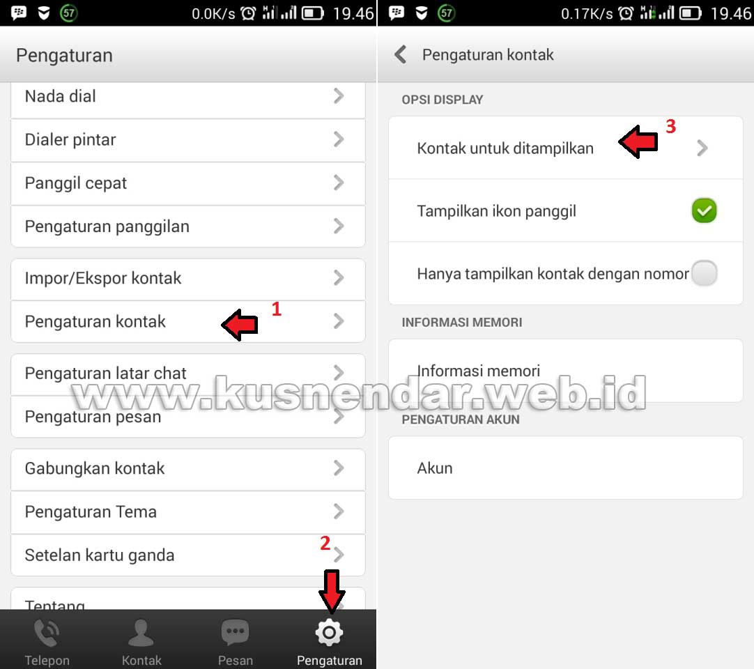 Pengaturan Kontak No HP Android