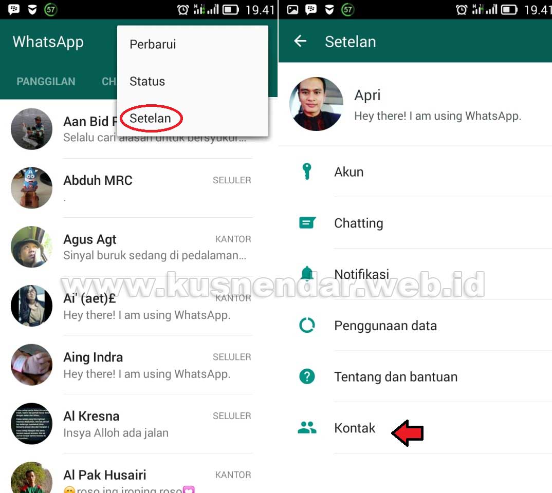 Setting Kontak Whatsapp