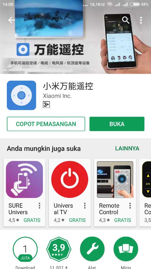 Aplikasi ANdroid Remote AC di Xiaomi