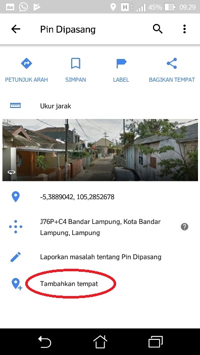 Daftar alamat rumah di google maps