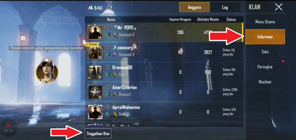 cara keluar klan PUBG